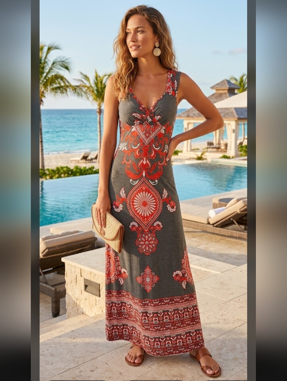 INC International Concepts Sundress Ankle Maxi Dress S Resort Boho #drs1.2